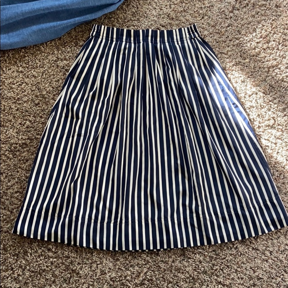 J crew midi skirt navy stripe